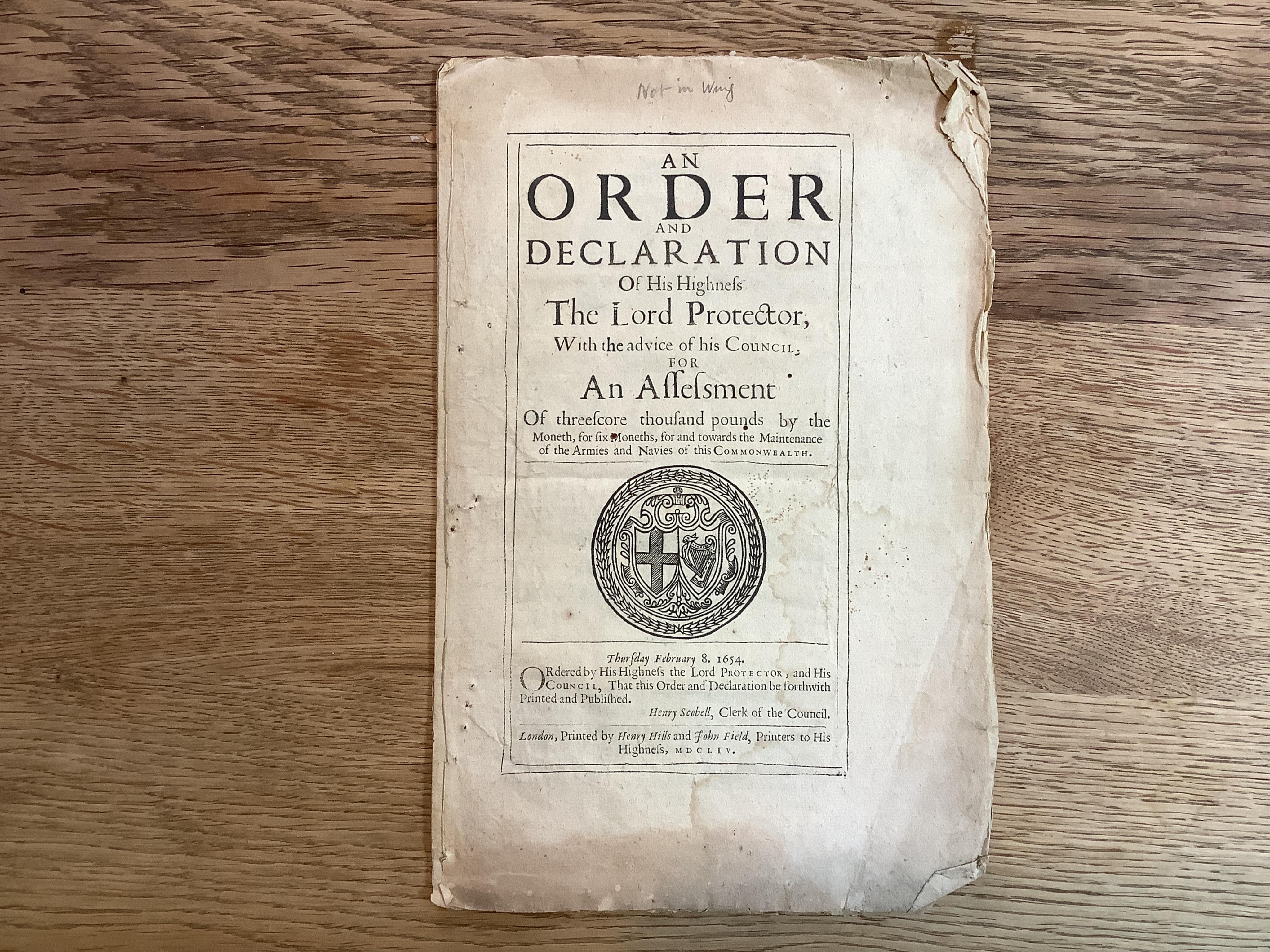 Stamp Acts Etc. Order and Declaration of his Highness The Lord Protector, Feb 8th 1654 p.1-13; George I 1718, p.135-163; George II 1758, p.723-764; George III 1774, p.927-930; 1779, p.415-460; 1782, p.263-294; Rules, Ord